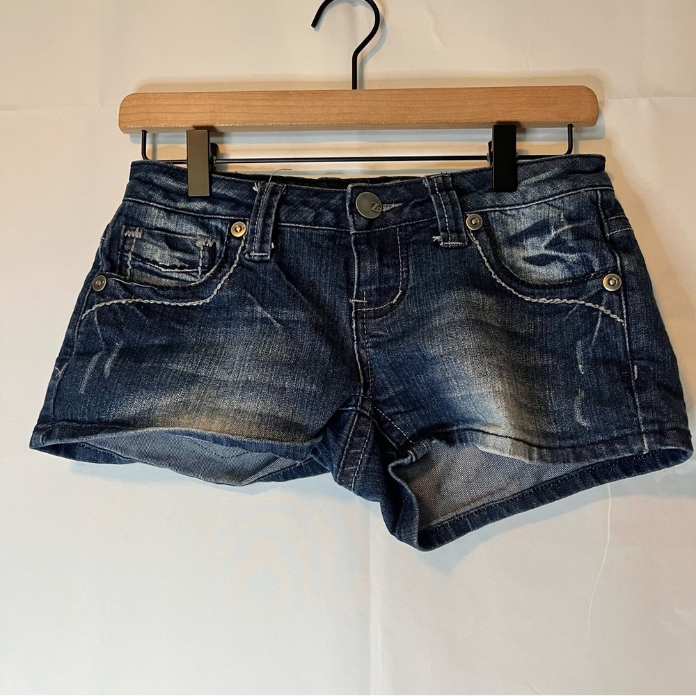Distressed Blue Dark Wash  Jean Shorts
